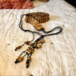 Bali vintage bamboo wrap beaded drop belt